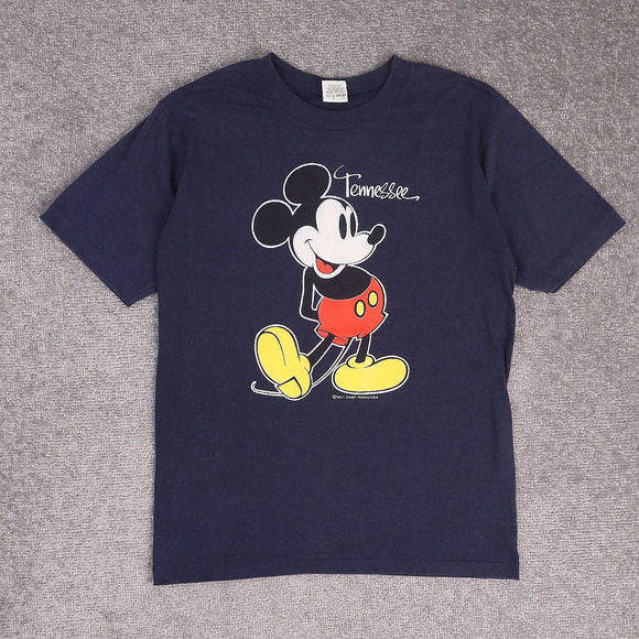 VTG 80s Velva Sheen Mickey Mouse Tennessee Medium Blue Short Sleeve T-Shirt - Picture 1 of 9